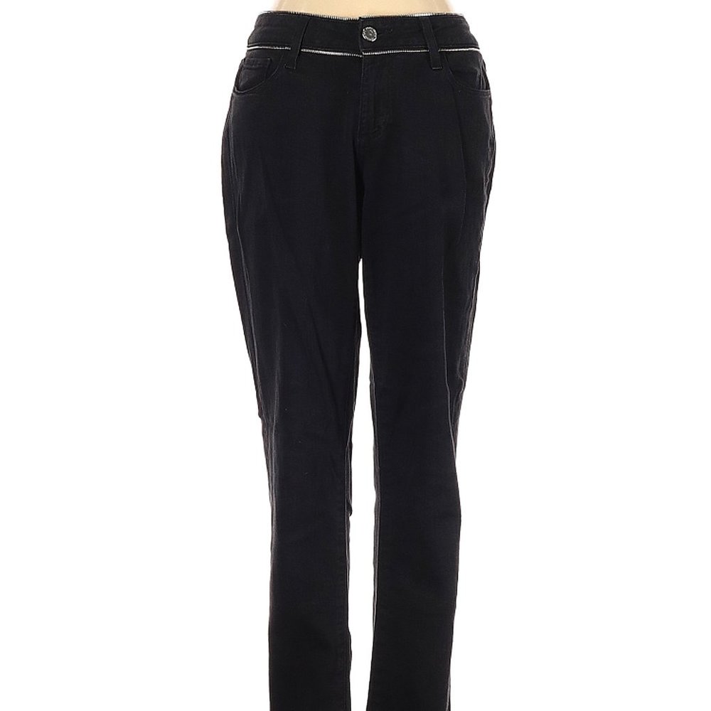 Paige Jeans Decorative Zipper Black Straight Leg Low Rise Sz 27 #470